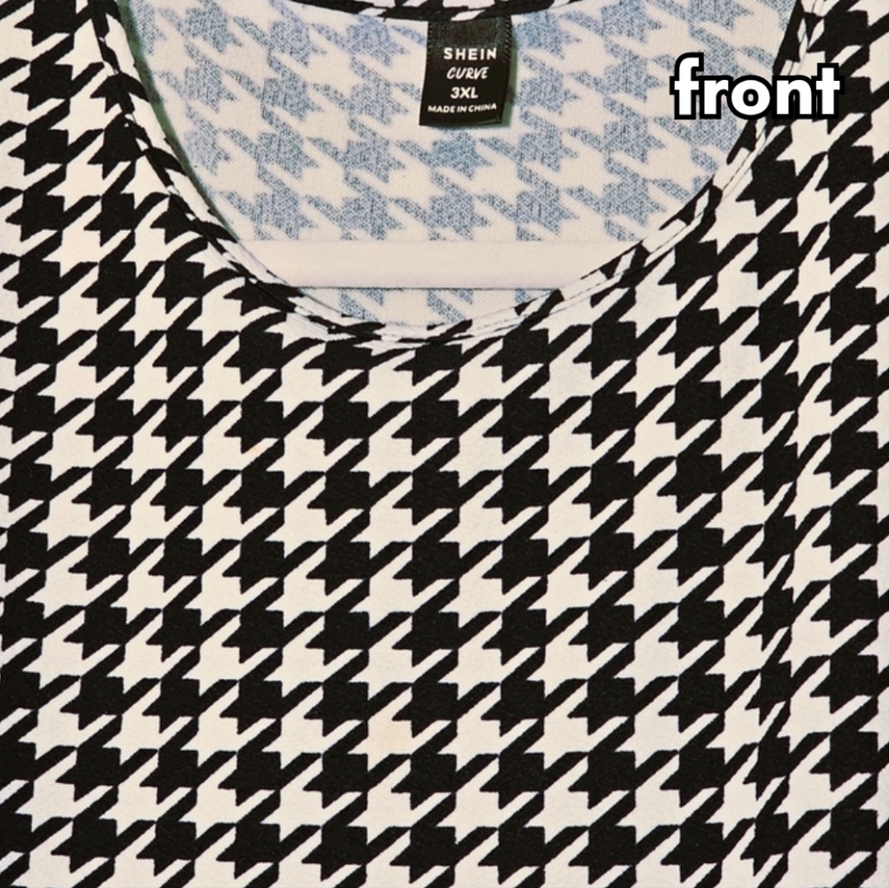 houndstooth midi dress size 3XL short sleeve crewneck in black and white - Picture 3 of 3